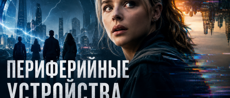 Периферийные устройства объяснение концовки — девушка на фоне футуристического города и цифровых искажений