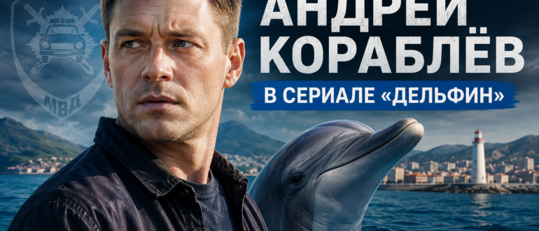 Андрей Кораблёв — главный герой сериала «Дельфин» рядом с дельфином Василисой
