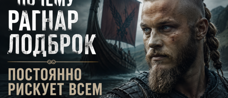 Рагнар Лодброк на фоне драккара в штормовом море — почему герой сериала «Викинги» постоянно рискует всем