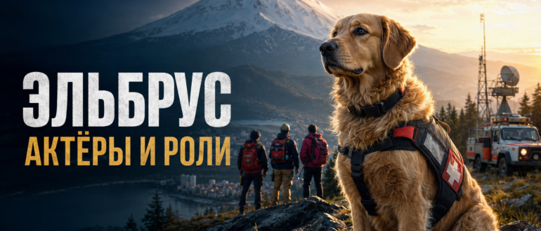 Актёры и роли сериала «Эльбрус» — пёс-спасатель и команда на фоне гор
