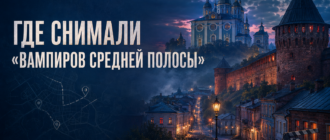 Обложка статьи о местах съёмок сериала «Вампиры средней полосы» с панорамой Смоленска, собором и крепостной стеной