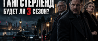 Обложка статьи о третьем сезоне «Гангстерленда» с героями криминальной драмы на фоне ночного Лондона