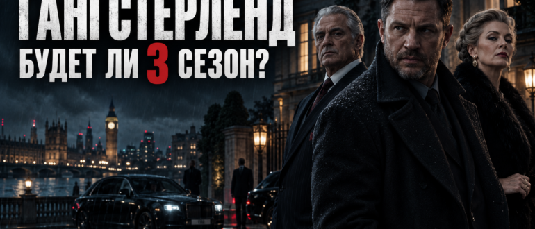 Обложка статьи о третьем сезоне «Гангстерленда» с героями криминальной драмы на фоне ночного Лондона