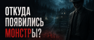 Монстр с пугающей улыбкой на фоне ночного города из сериала «Извне»